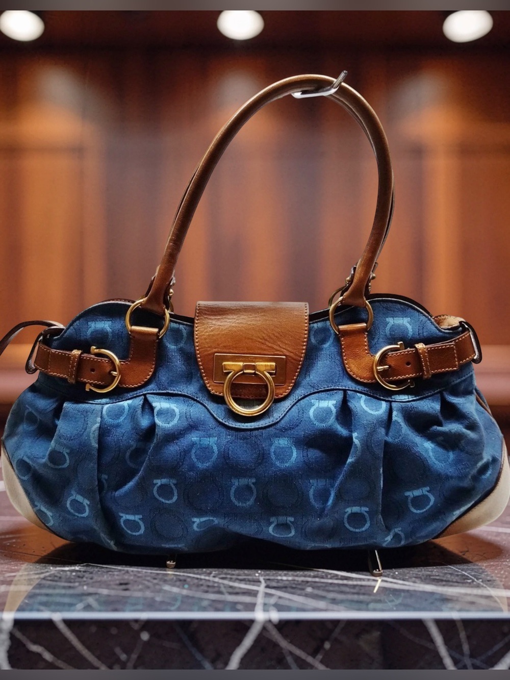 Salvatore Ferragamo Denim Gancini Shoulder Bag 😍